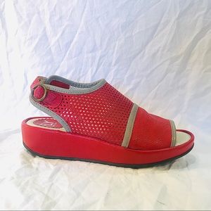 Fly London Red Slingback Wedge Sandals